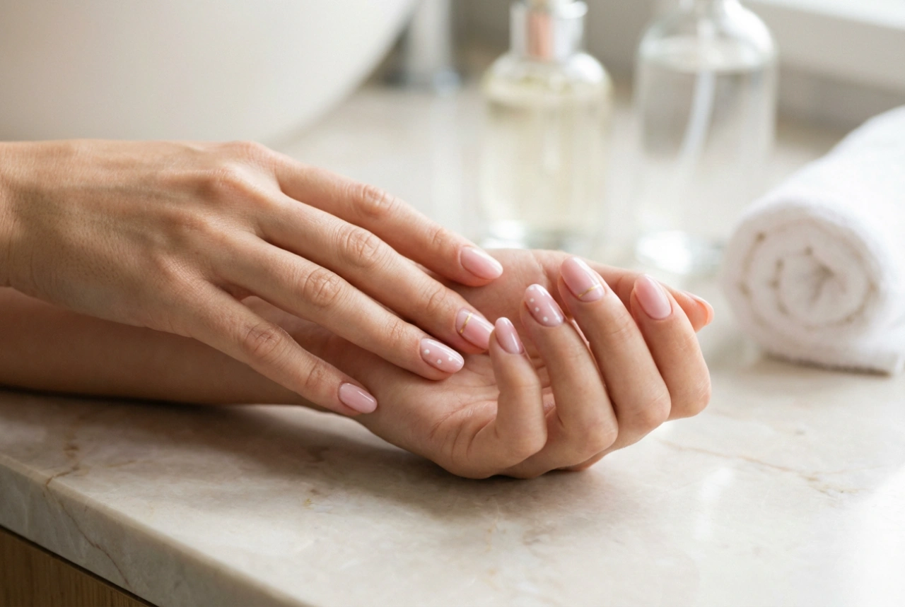 Uñas semipermanentes rosas para el día a día: color uniforme y decoraciones delicadas