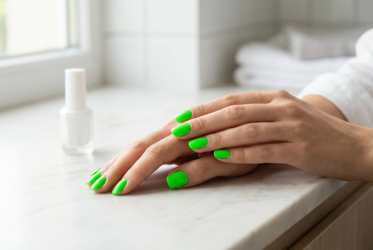 Uñas verde neón: cómo conseguir un color uniforme y sin rayas