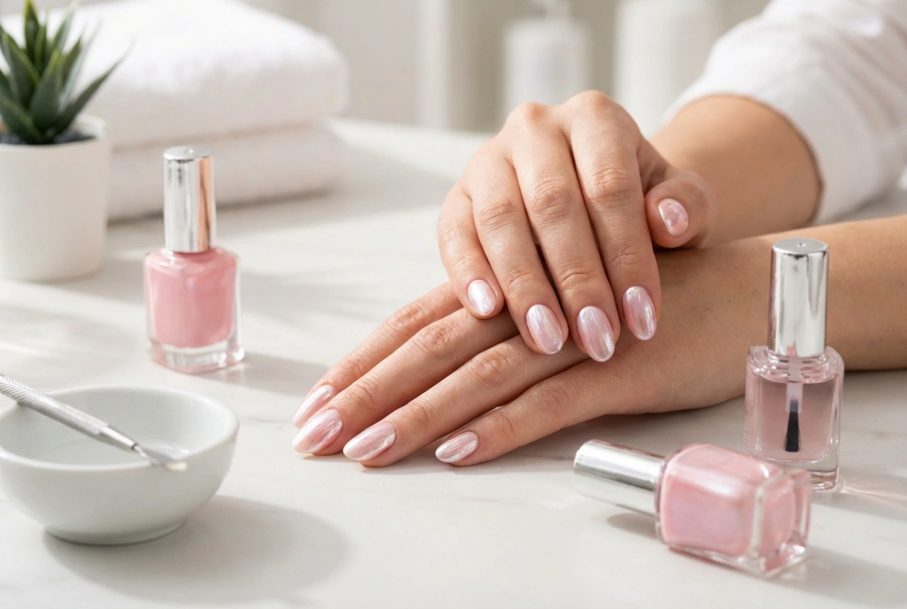 Uñas rosa perlado: efecto concha paso a paso