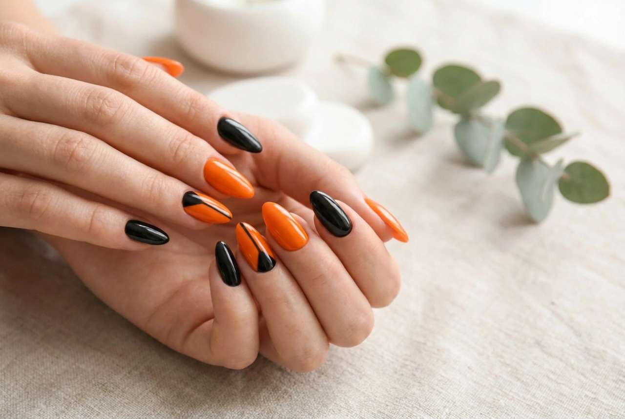 Uñas naranjas con negro: diseños llamativos paso a paso
