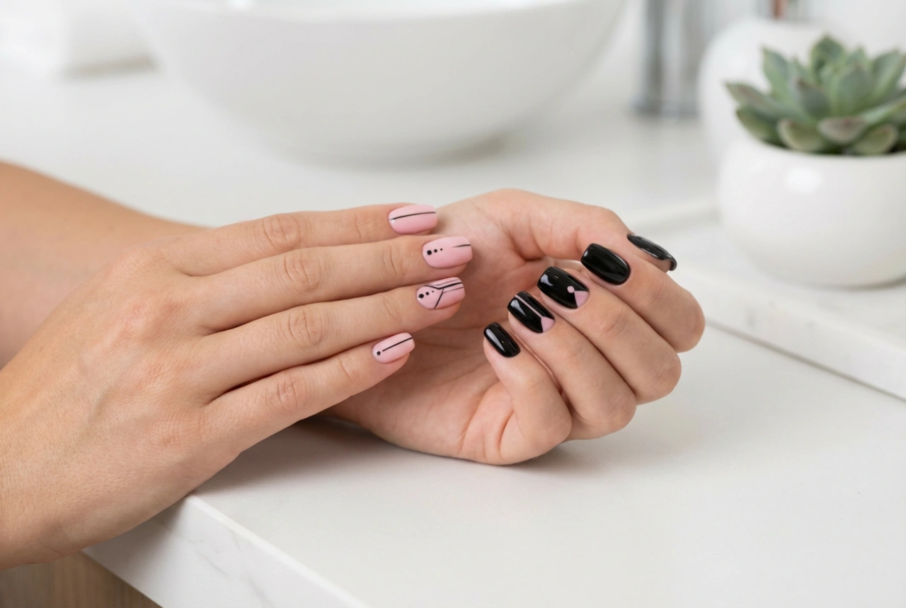 Uñas rosa y negro: ideas para contrastes y técnicas sencillas