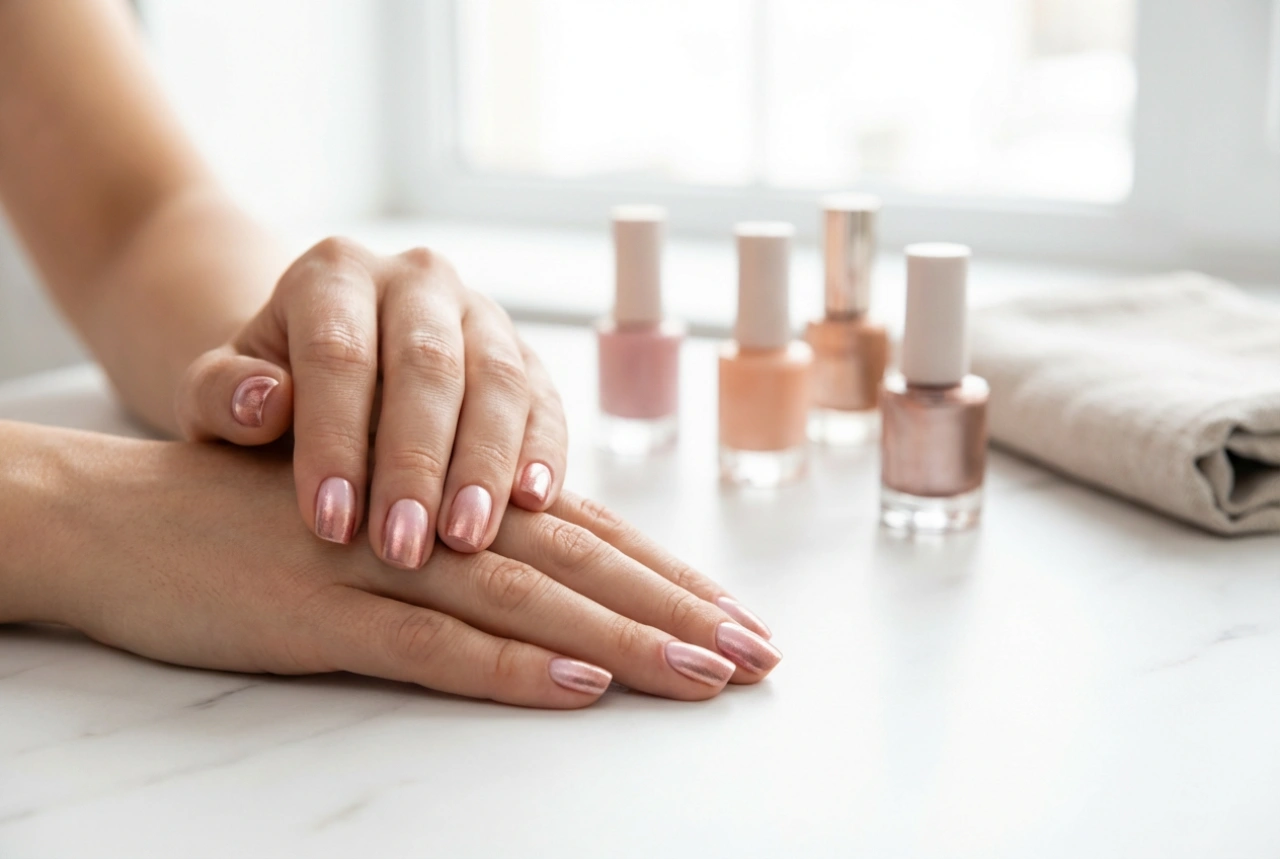 Uñas en Rosa y Oro: Cómo Combinar el Rosa con un Brillo Metálico