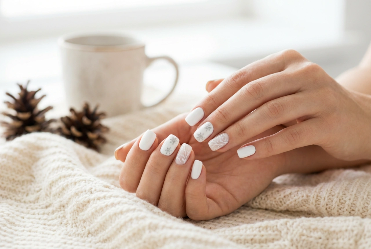 Cómo hacer uñas blancas navideñas: diseños, decoraciones y brillo