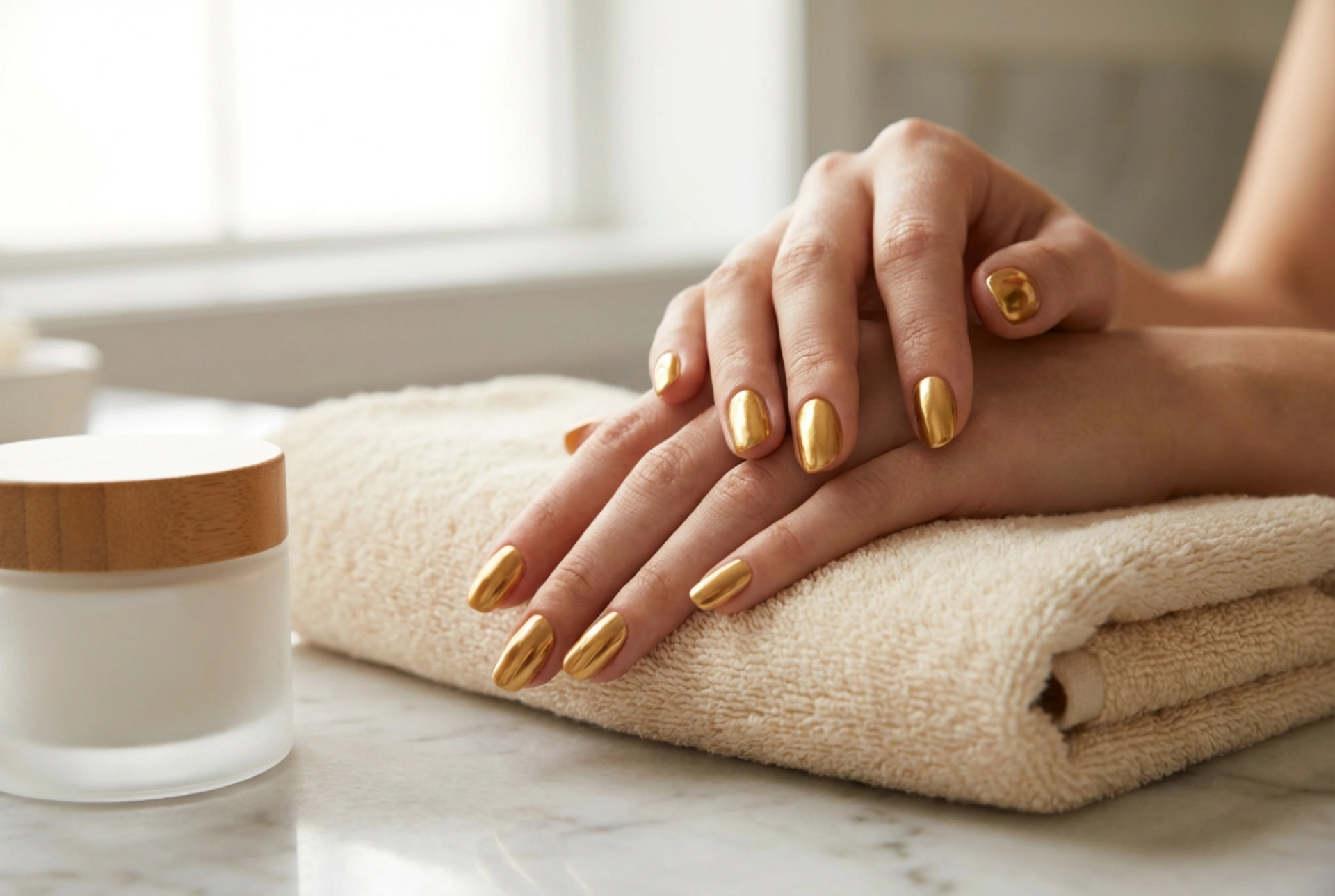 Uñas doradas festivas: cómo conseguir un brillo uniforme y duradero