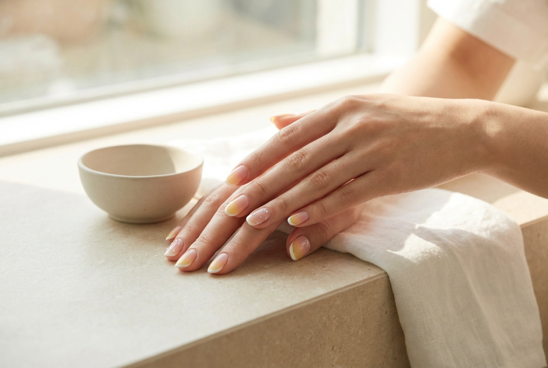 Uñas amarillas y rosas: ombré, francesa y acentos decorativos