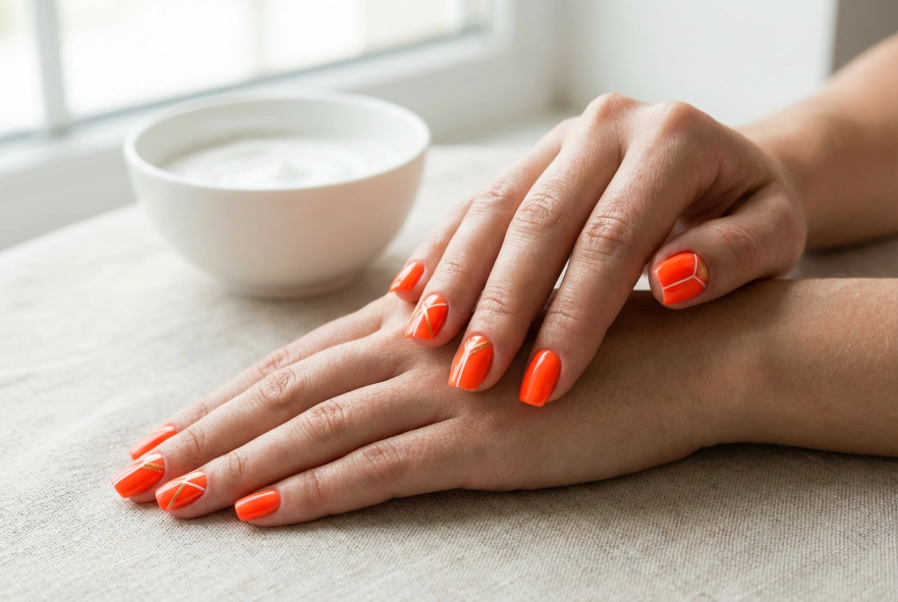 Uñas neón naranja: cómo combinarlas con blanco y dorado