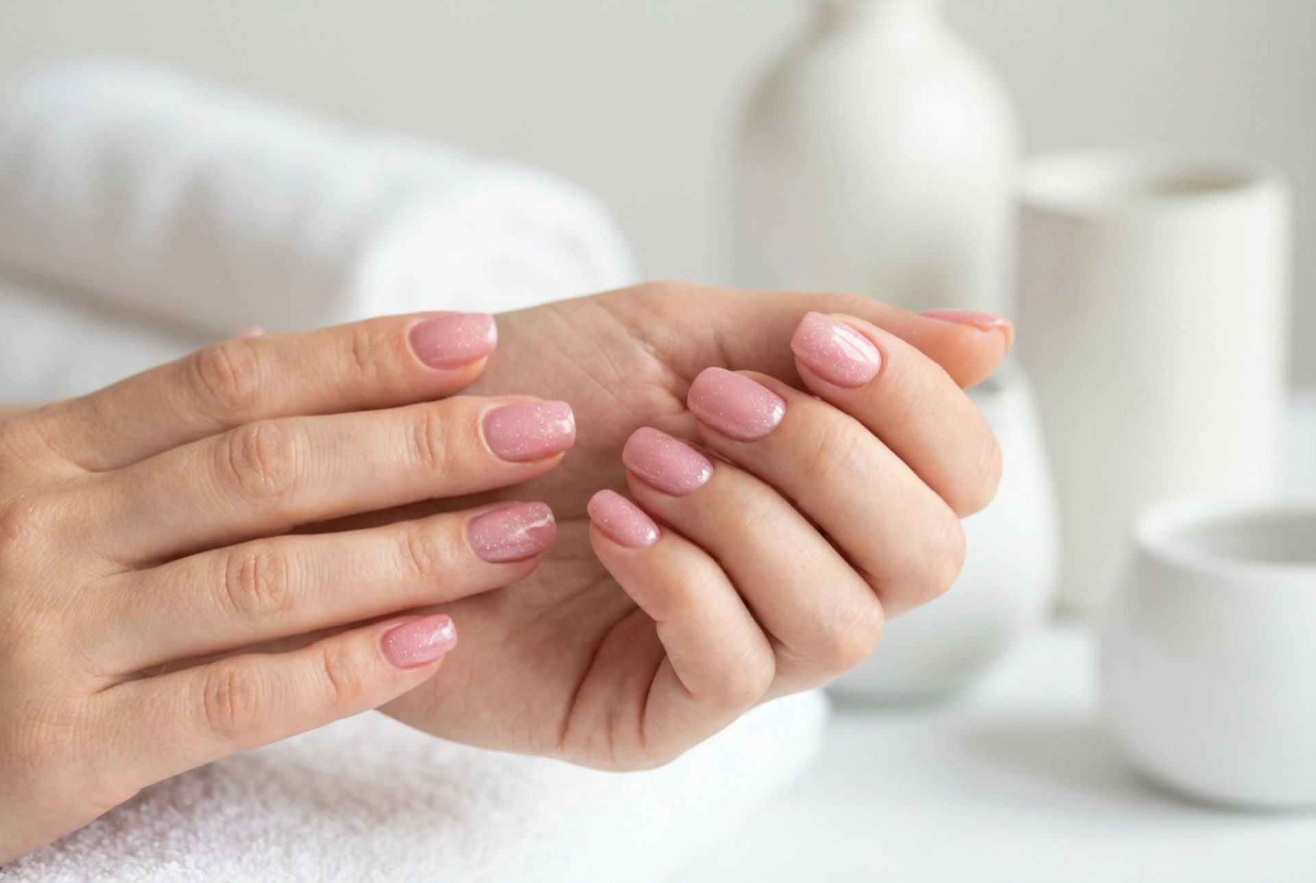 Uñas rosas con polvo de efecto: cómo aplicarlo y asegurar el brillo