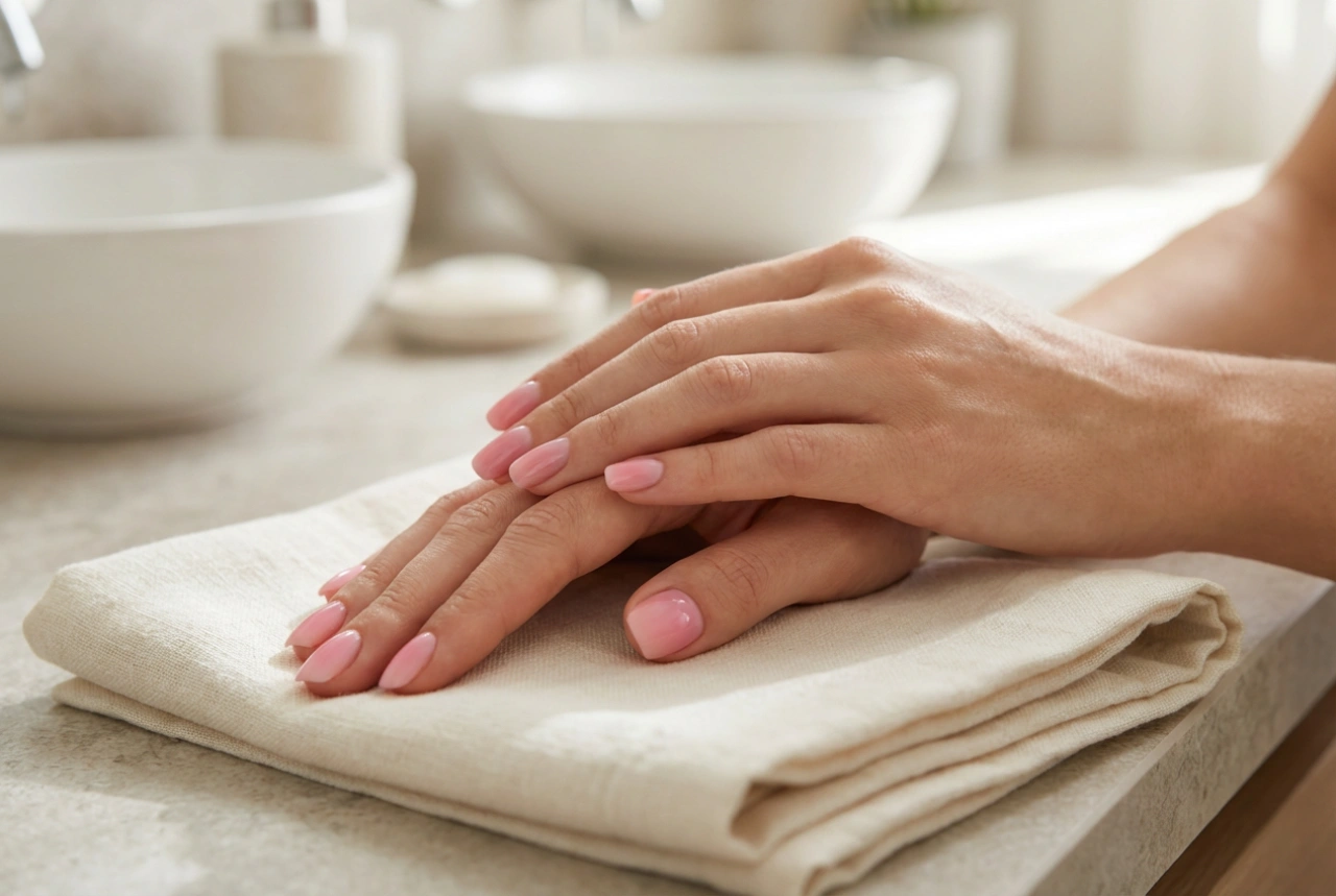 Uñas de gel rosas: estructura de la uña, degradado de color y acabado brillante