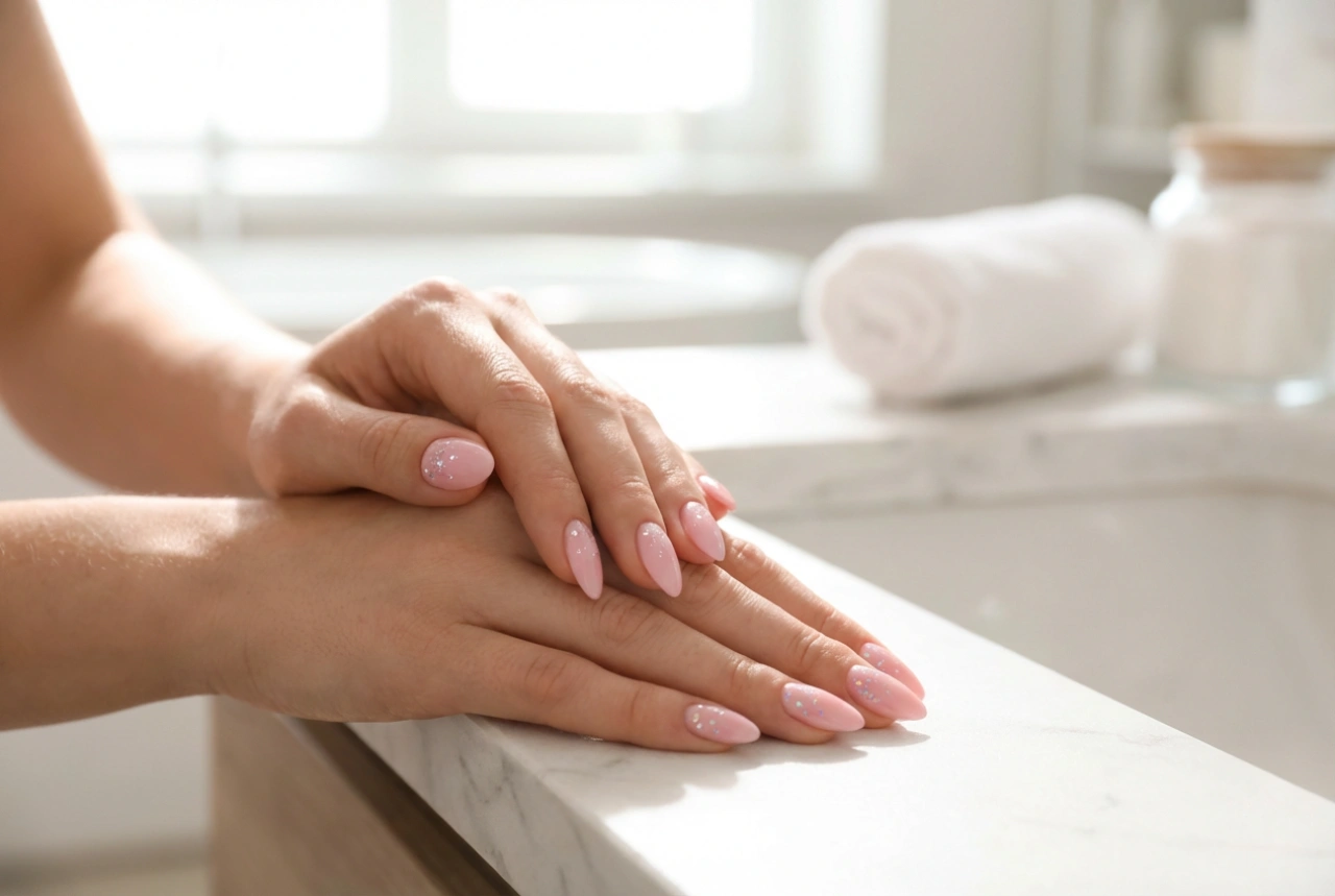 Uñas rosa con purpurina: dónde añadir brillo para no exagerar