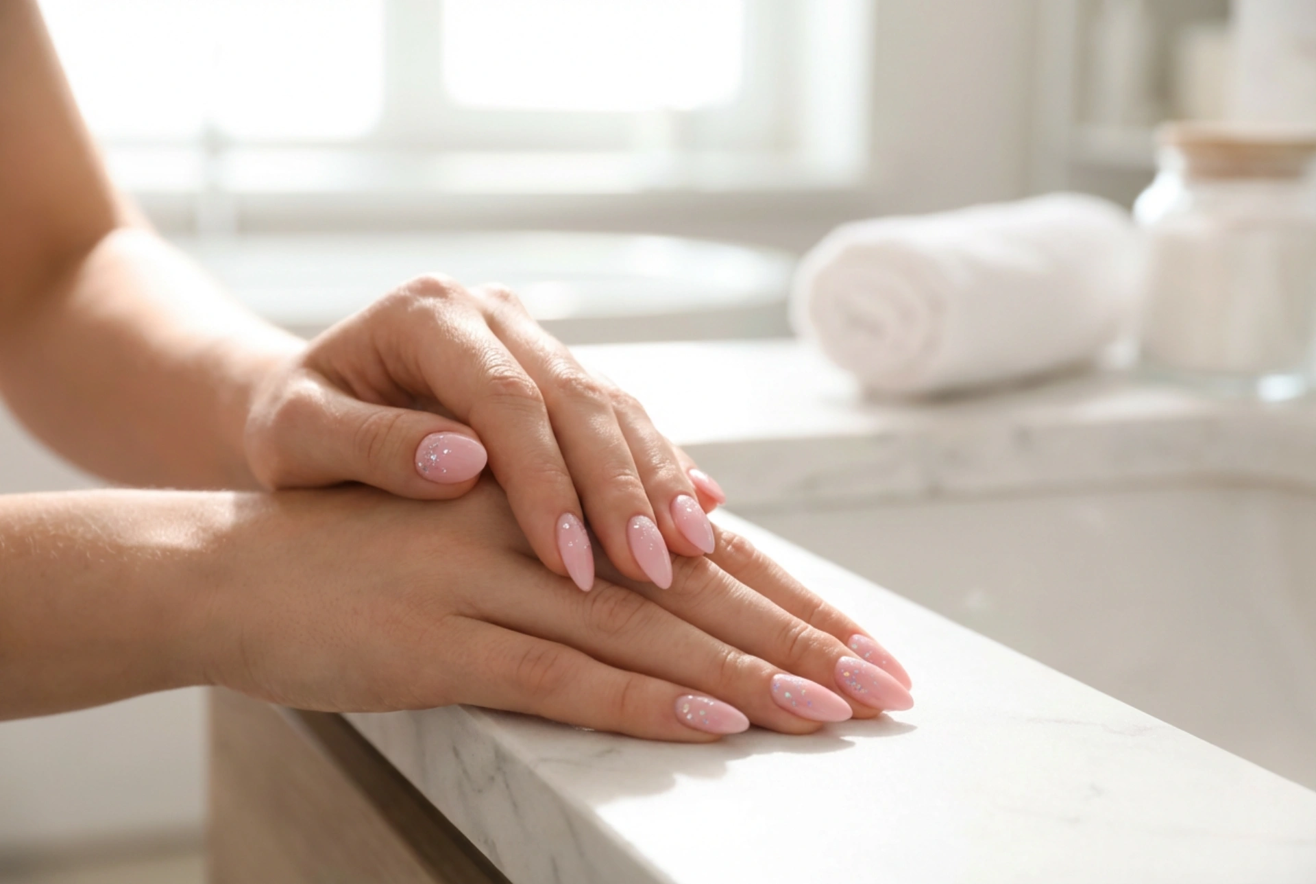 Uñas rosa con purpurina: dónde añadir brillo para no exagerar
