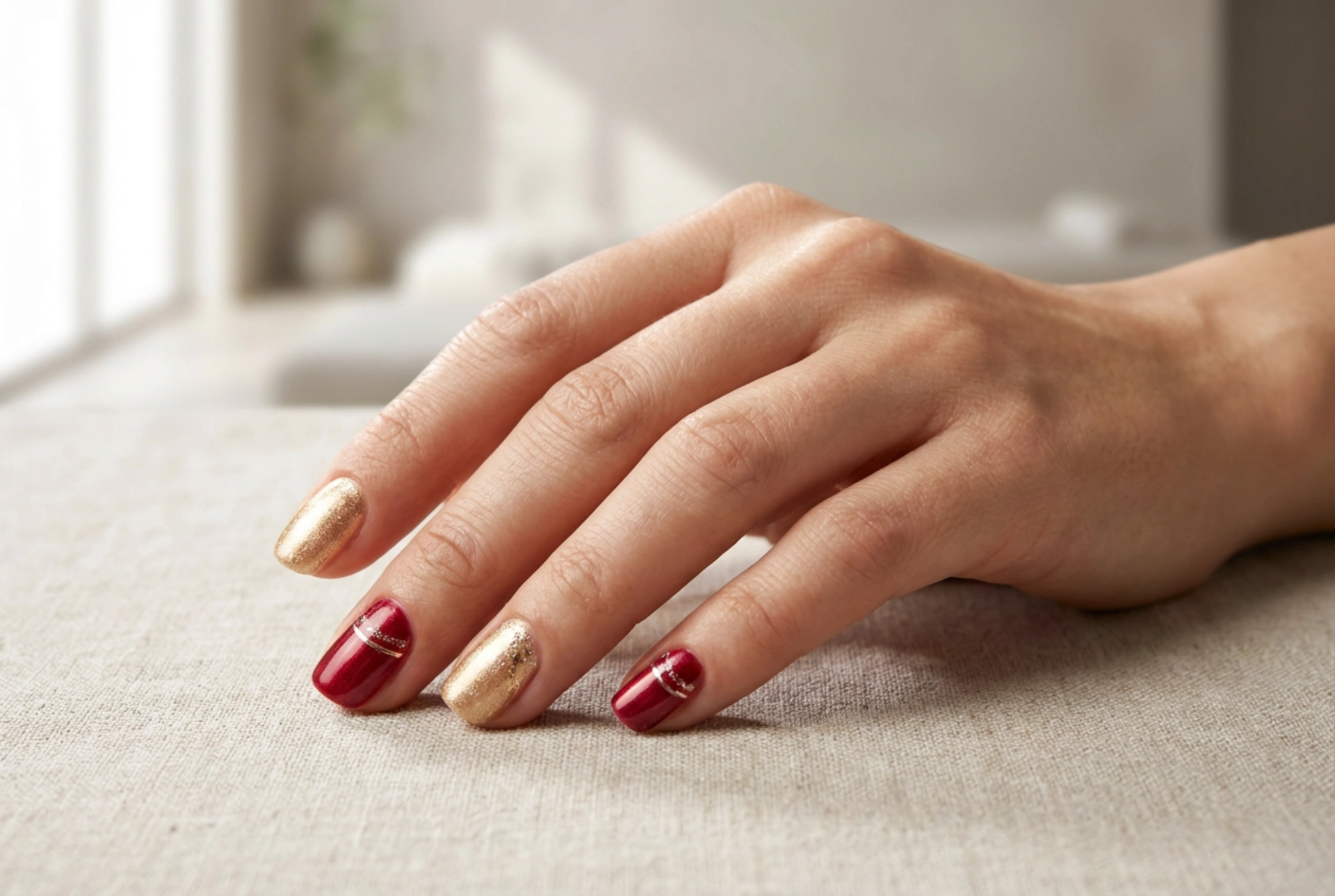 Uñas rojas y doradas: cómo combinar colores, decoraciones y acabados
