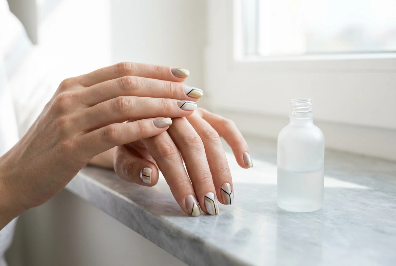 Uñas geométricas: cintas, estampadores y diseños rápidos