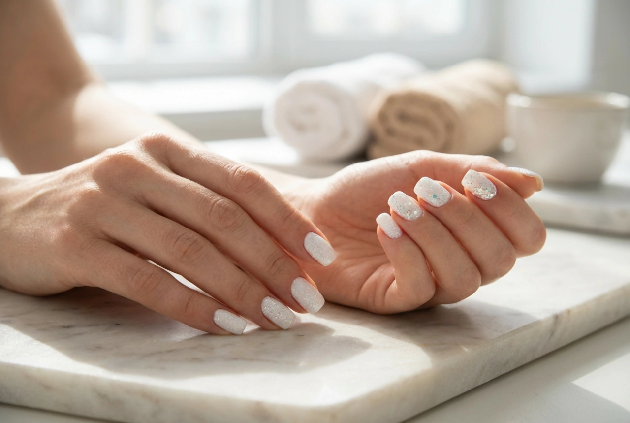 Uñas blancas con purpurina: desde un brillo sutil hasta el glitter más audaz