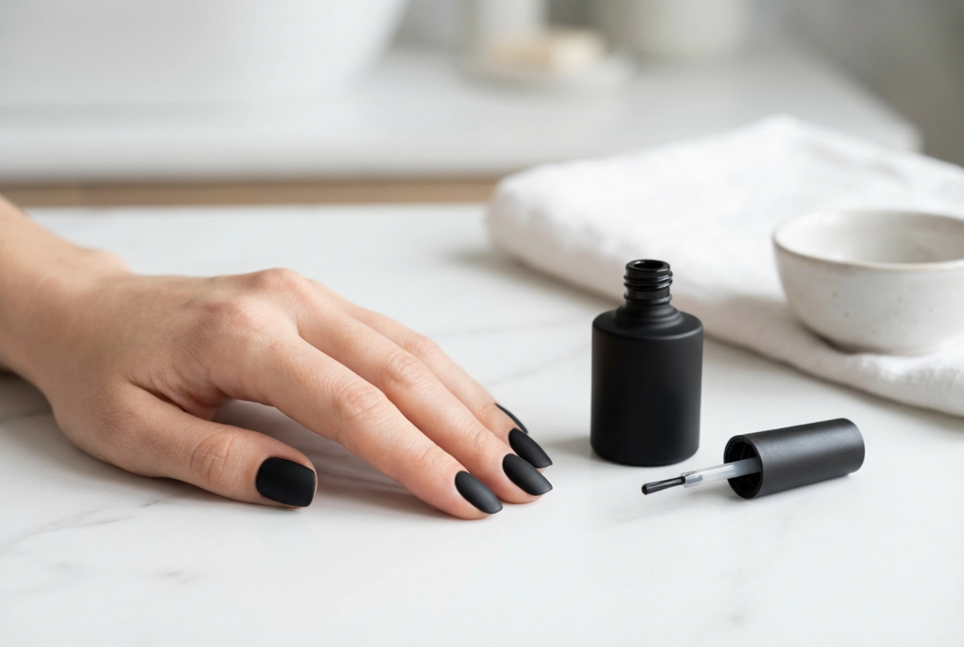 Esmalte de uñas negro mate sin marcas: preparación y aplicación