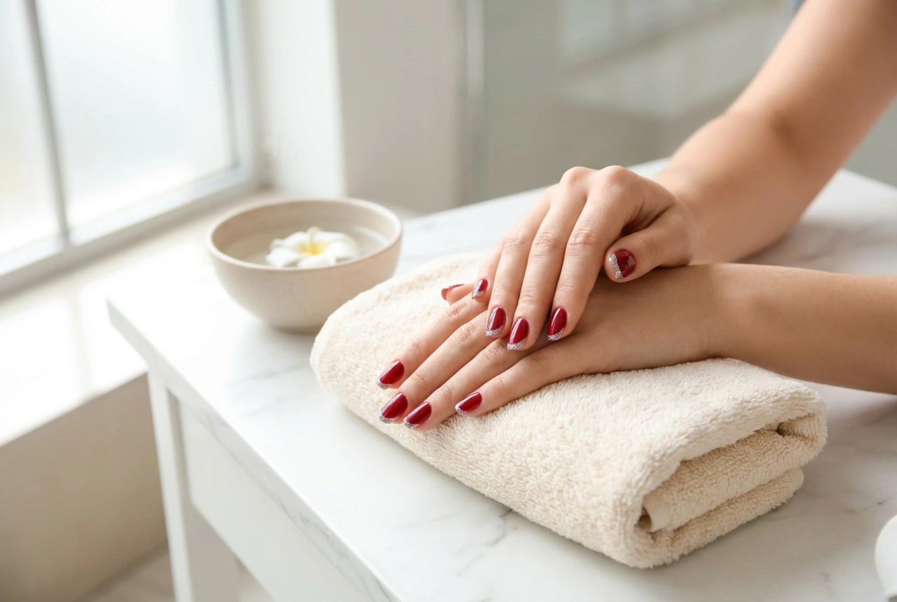 Uñas rojas y plateadas para la noche: 3 formas fáciles de aplicar purpurina