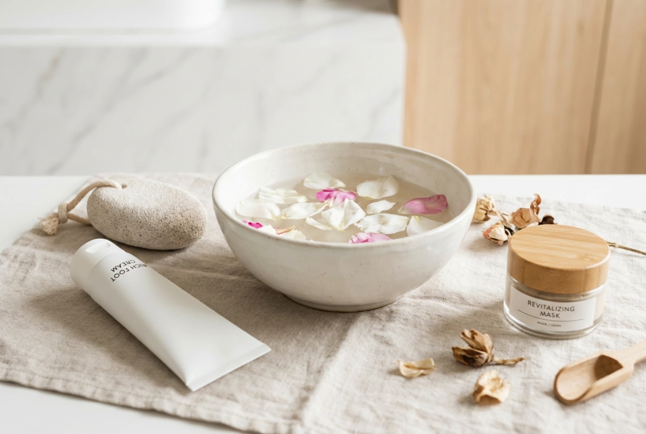 Cuidado de los pies en casa: baños, exfoliación, crema y mascarilla