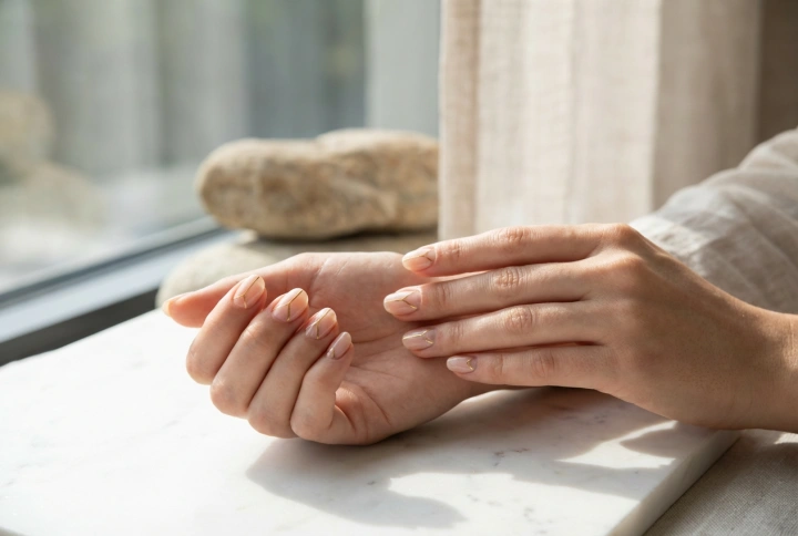 Uñas minimalistas: líneas limpias, espacio negativo y brillo elegante