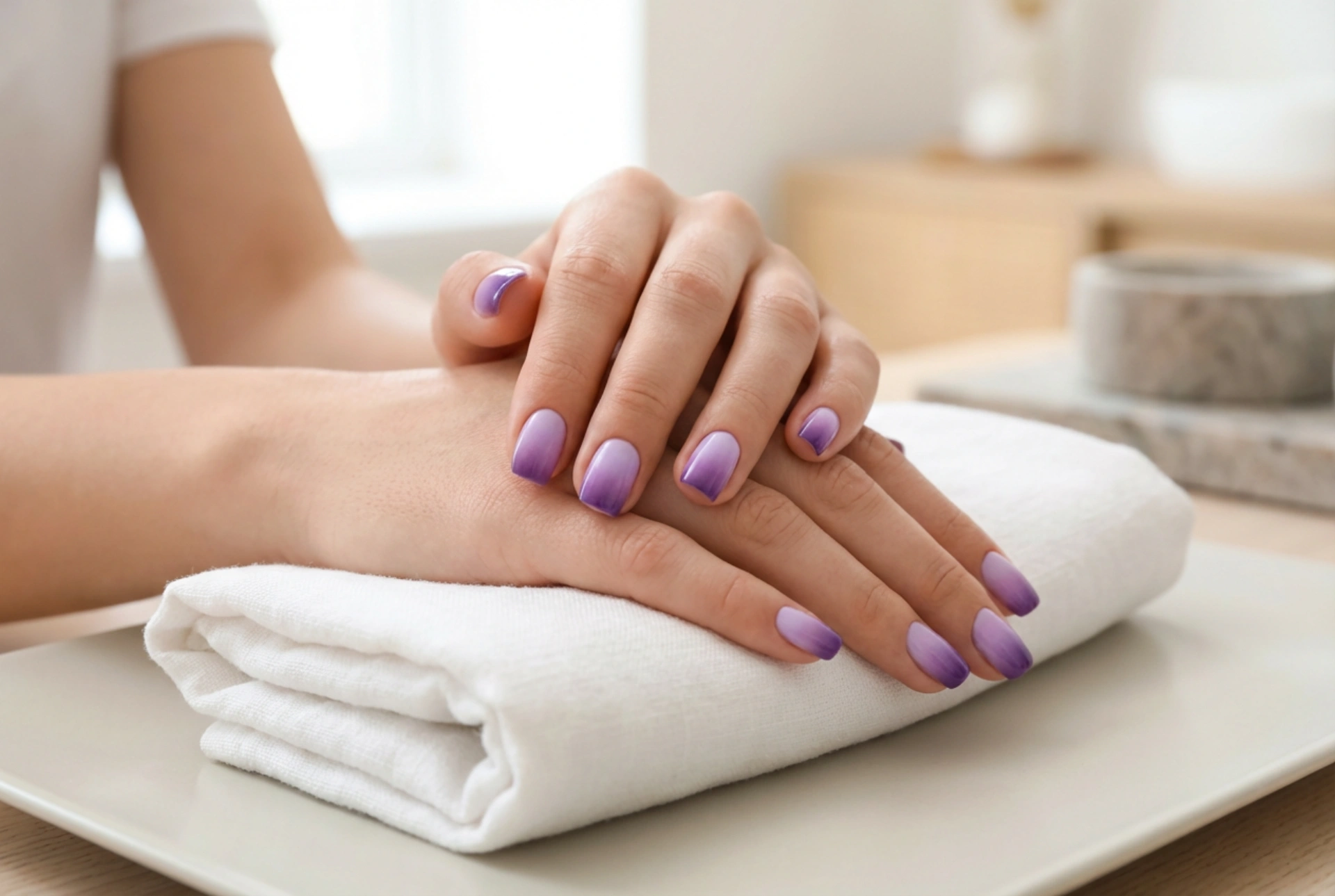 Uñas ombre moradas: cómo conseguir un degradado armonioso en tonos violetas