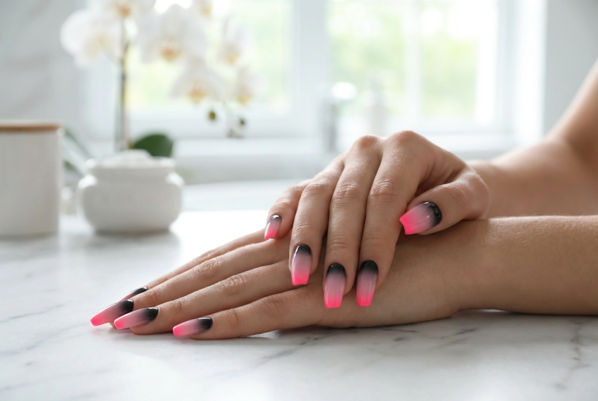 Uñas ombré negro y rosa: de neones a pasteles, paso a paso