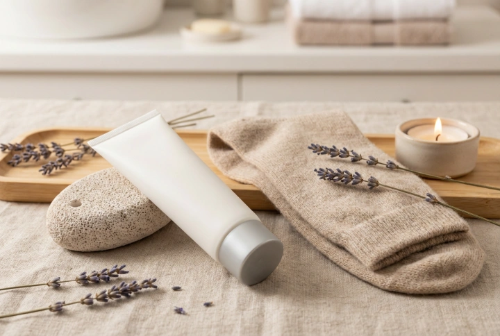 Crema para talones agrietados: rutina nocturna, oclusión y exfoliación suave