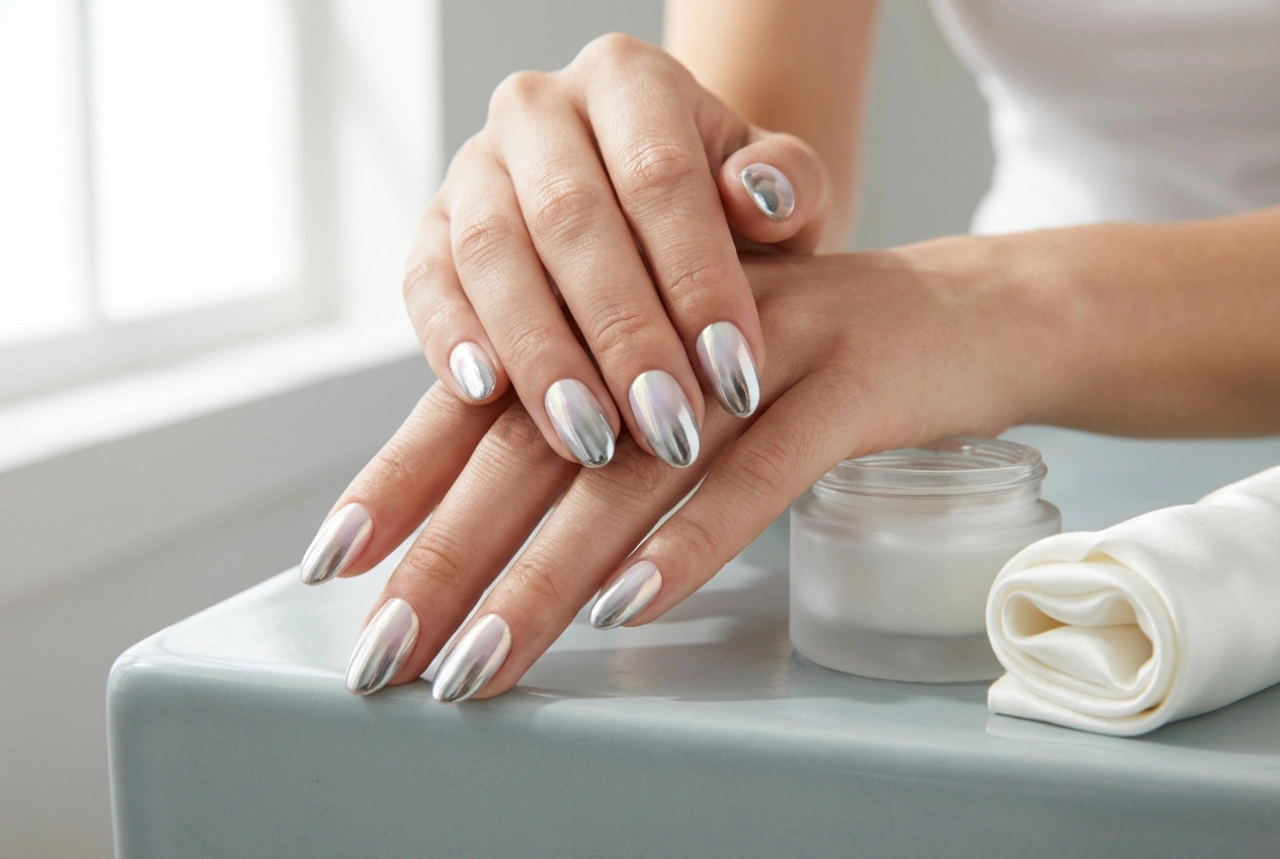 Uñas efecto espejo ombré: cómo combinar el polvo de espejo con un degradado