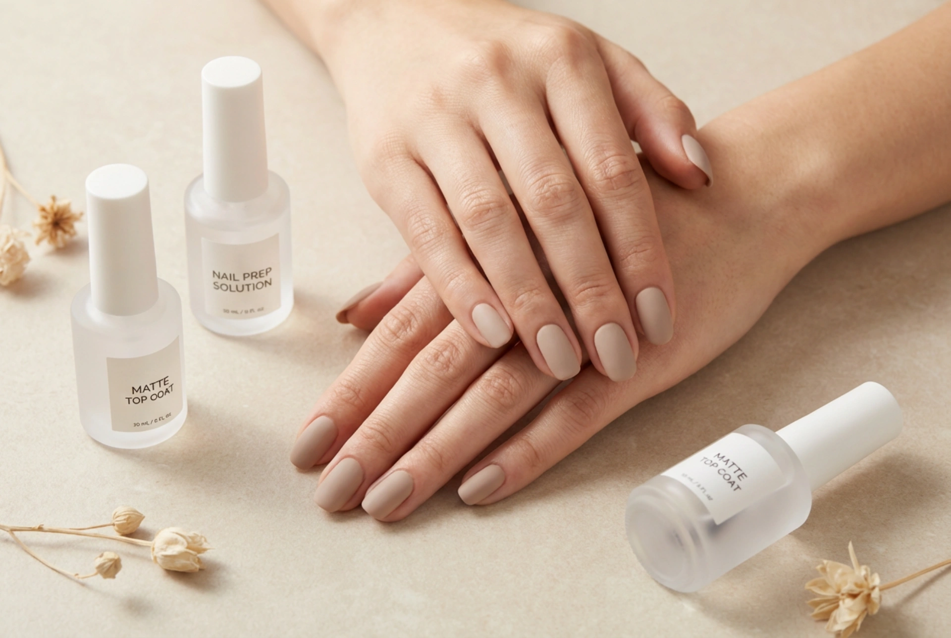 Acabado mate: uñas mate sin rayas, desengrasado y top coat