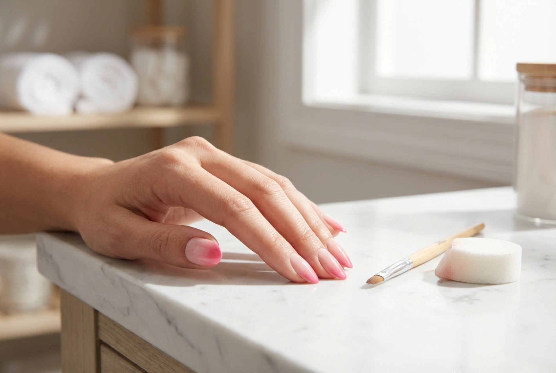 Uñas ombré en rosa: cómo crear un degradado suave con pincel o esponja