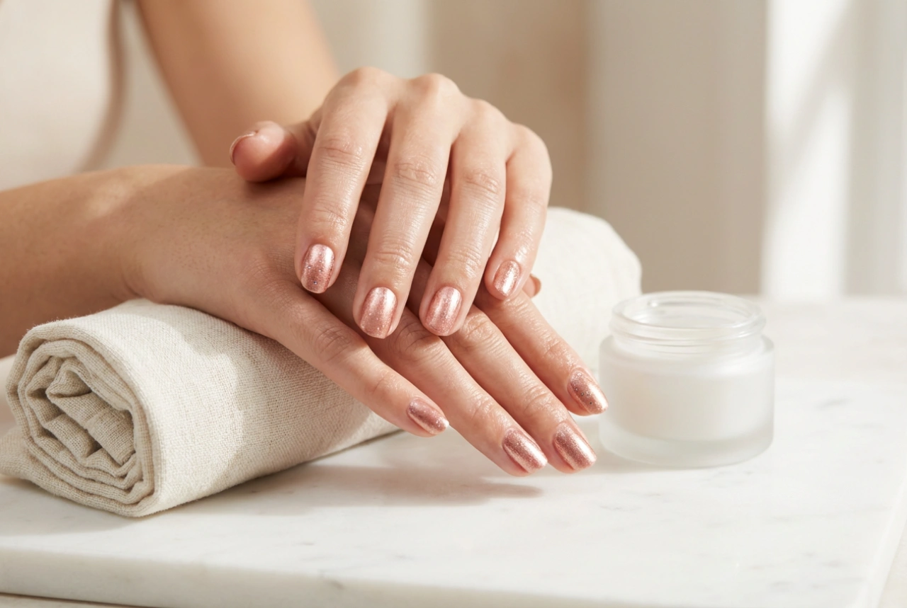 Uñas oro rosa: cómo combinar tonos y añadir brillo