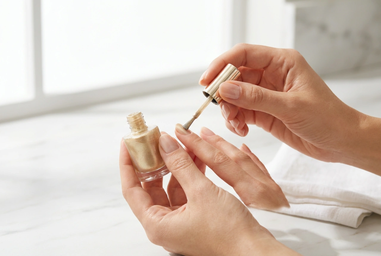 Esmalte semipermanente dorado: técnicas de aplicación y combinación con otros efectos