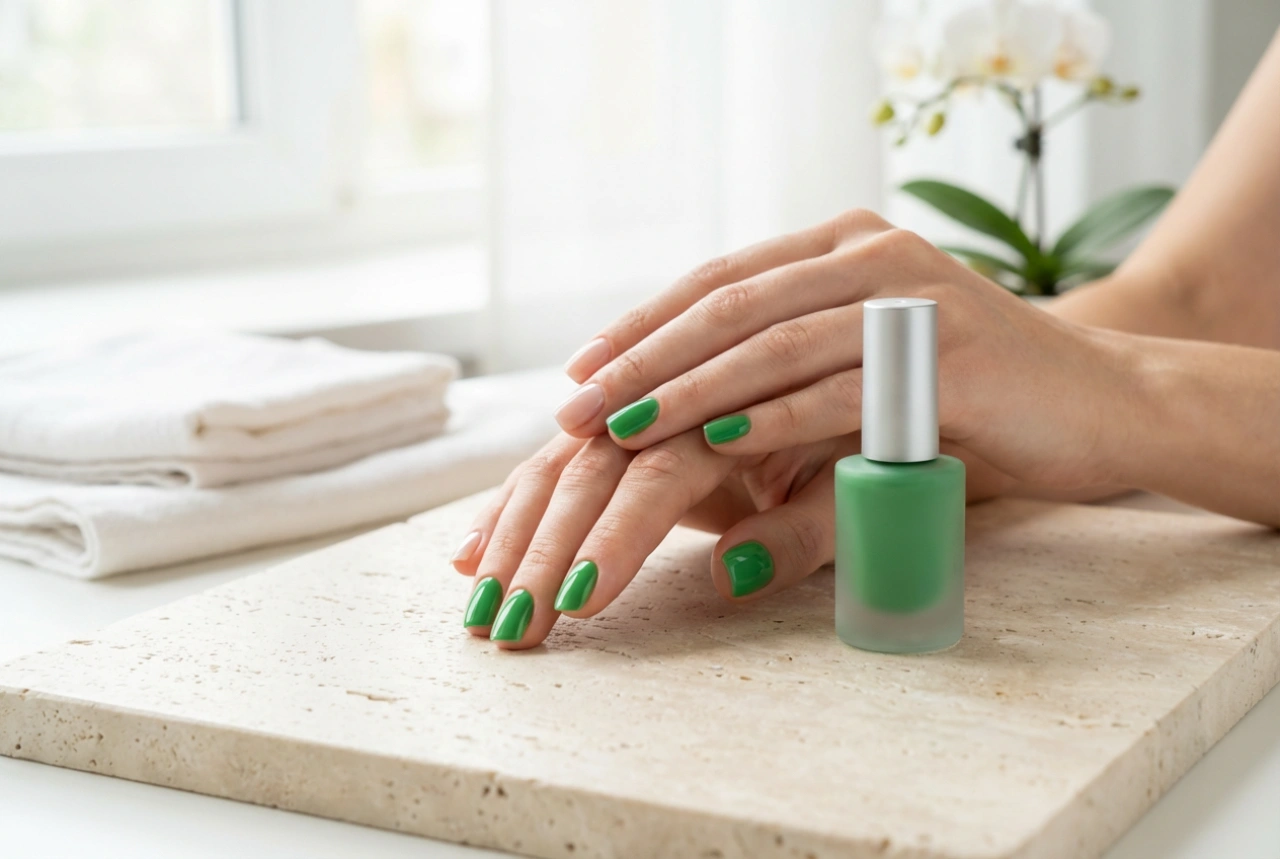 Esmalte de uñas verde: cómo elegir el tono y lograr una cobertura uniforme