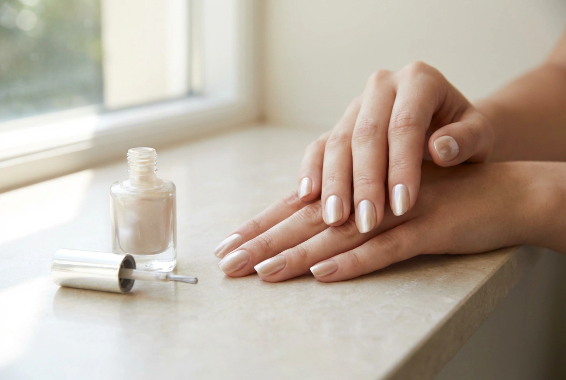 Esmalte de uñas perlado sin rayas: preparación de la uña y pinceladas