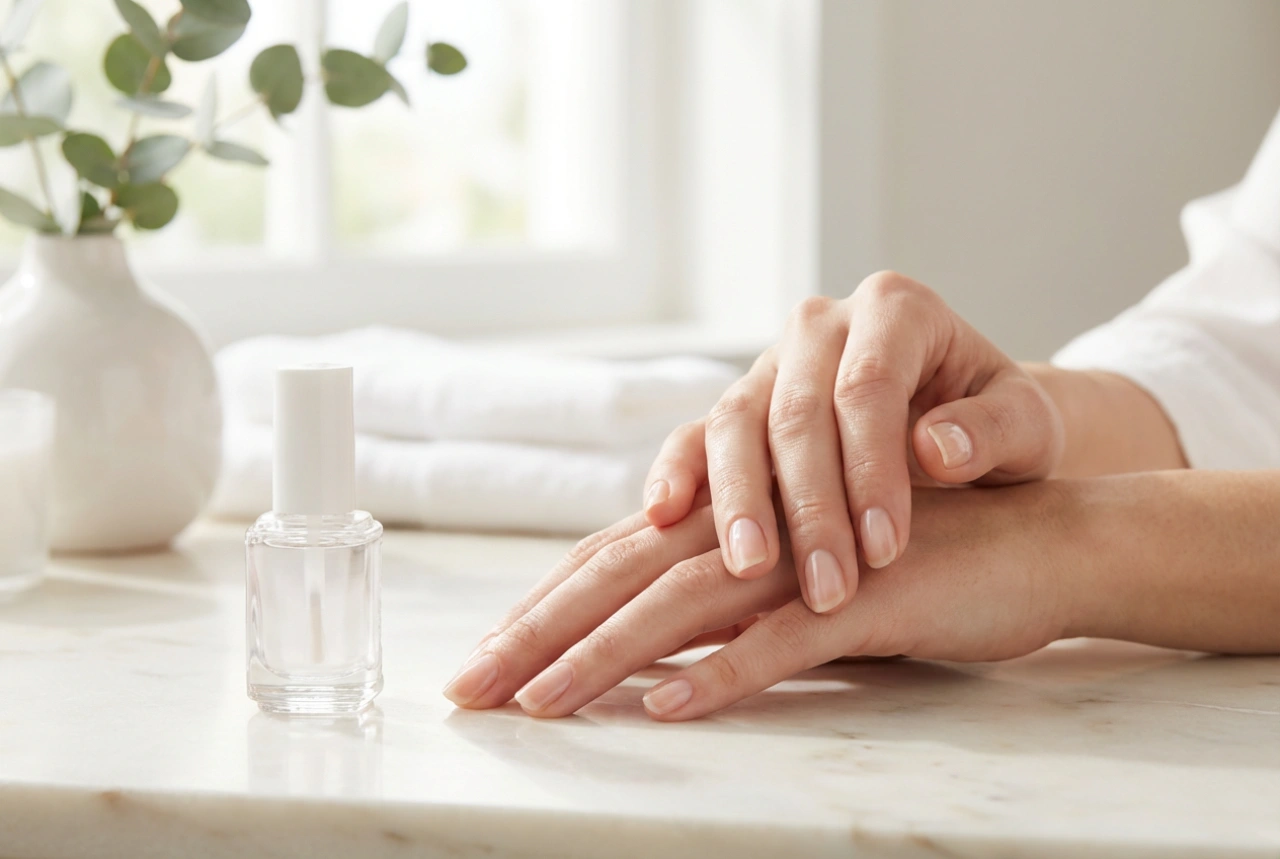 Esmalte semipermanente transparente: nivelación de la uña y efecto natural