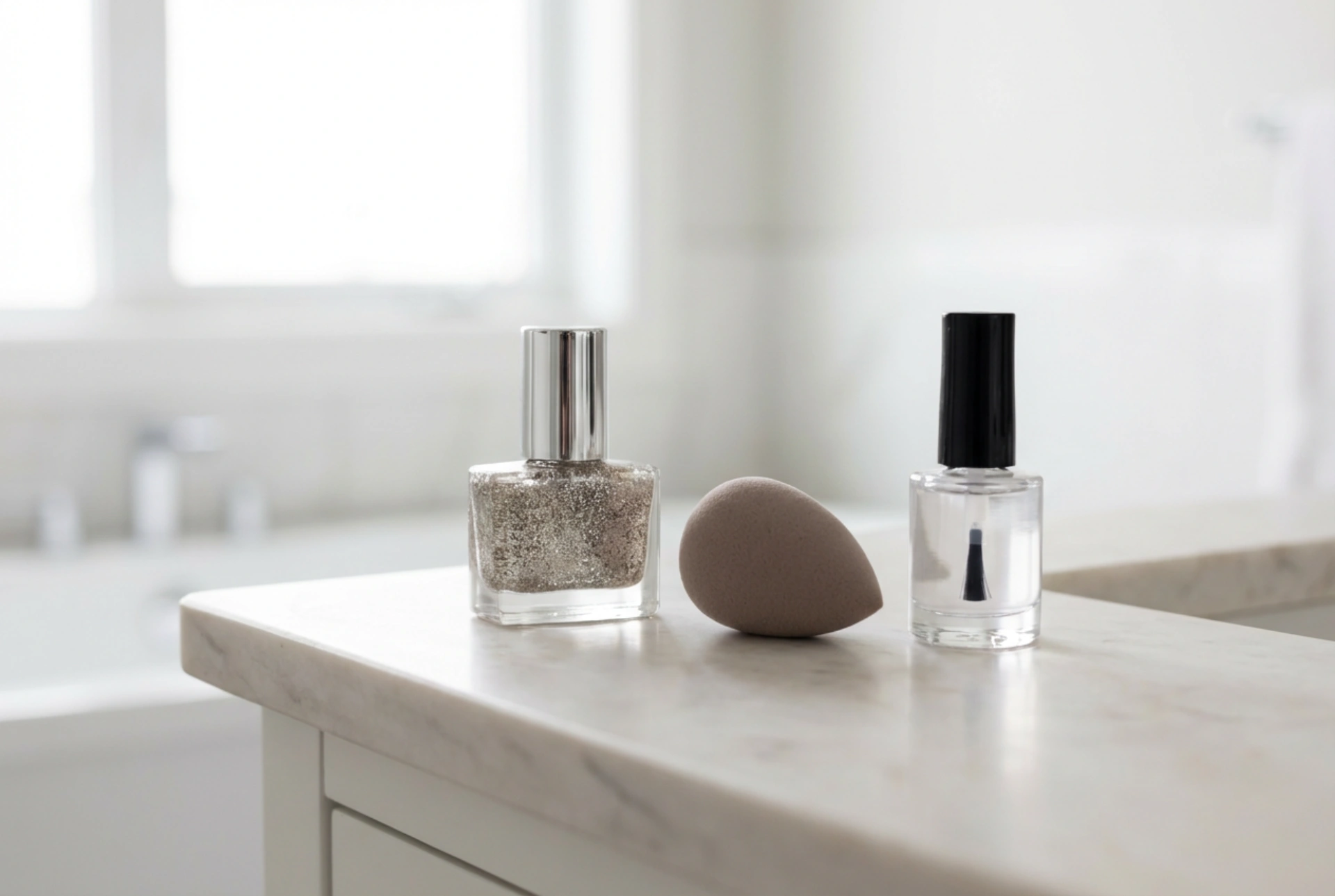 Esmaltes híbridos con purpurina: glitter uniforme, esponja y top coat