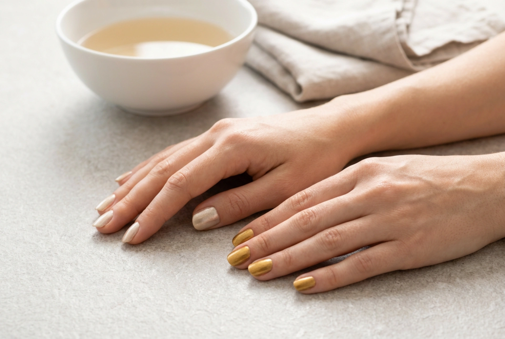 Esmalte de uñas dorado para el día a día y la noche: técnicas y acabados