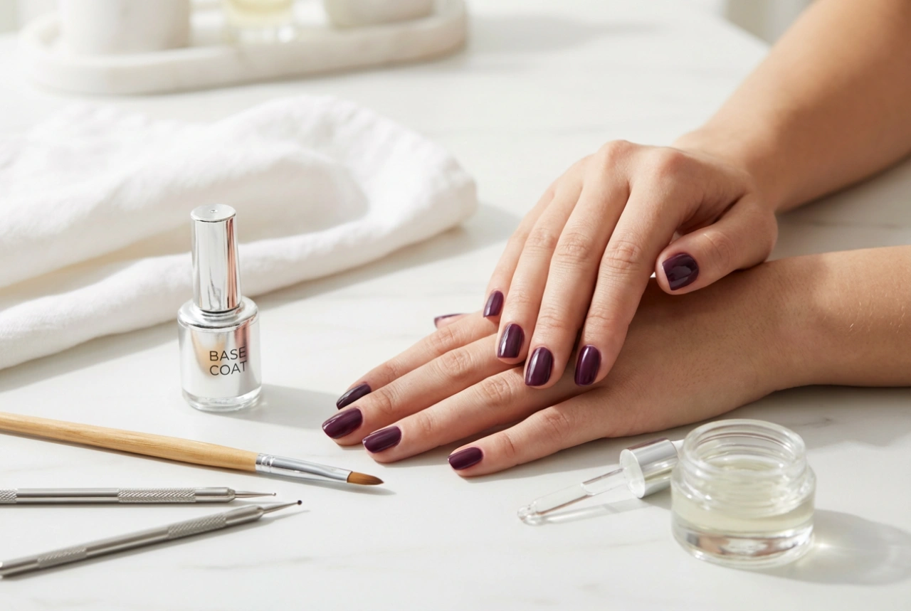 Uñas de gel color ciruela: preparación, aplicación y decoración