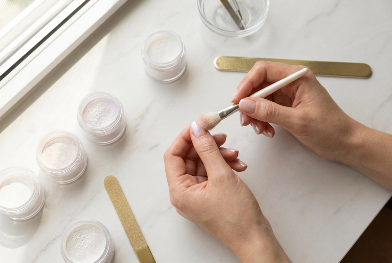 Polvo para uñas paso a paso: aplicación, sellado y errores comunes