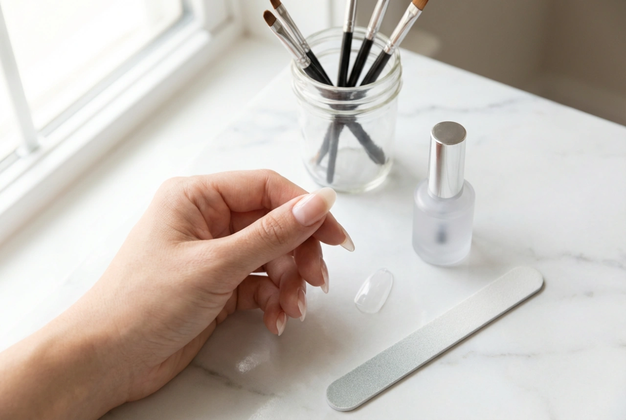 Extensión de uñas con tips paso a paso: forma, gel y acabado