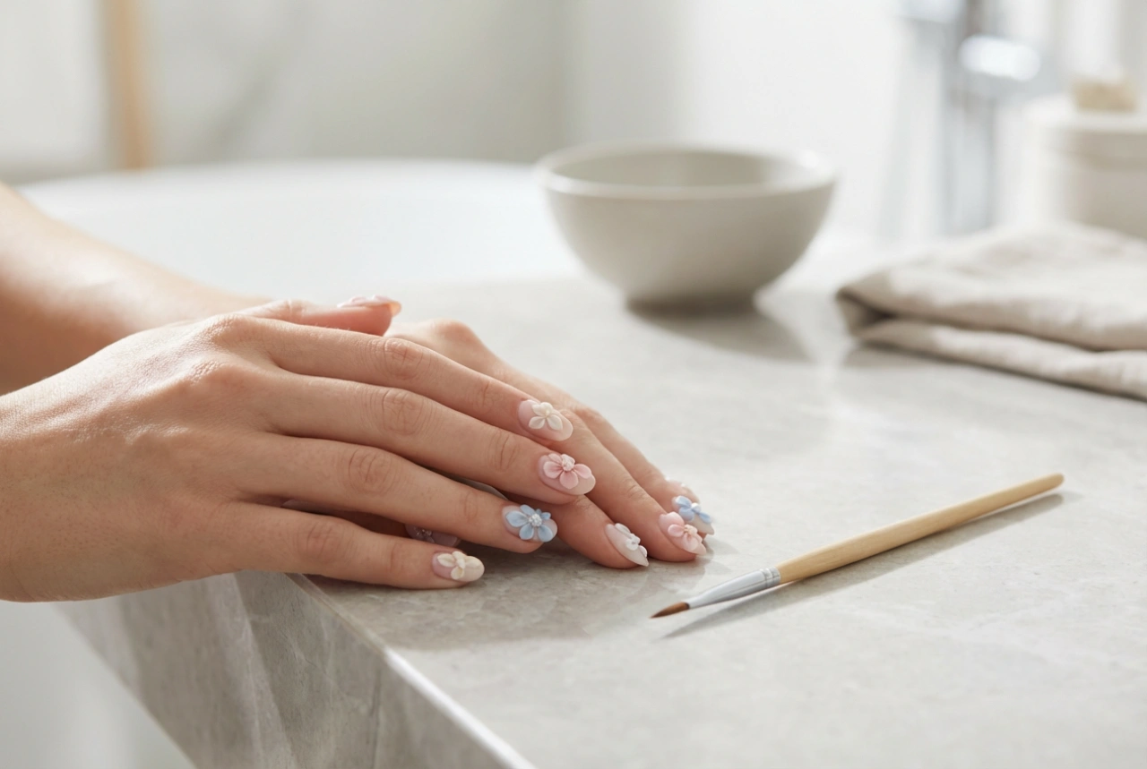 Flores 3D en las uñas: técnica acrílica y de gel para principiantes