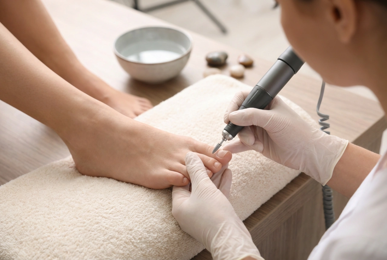 Pedicura con torno: preparación de los pies, selección de fresas y técnica