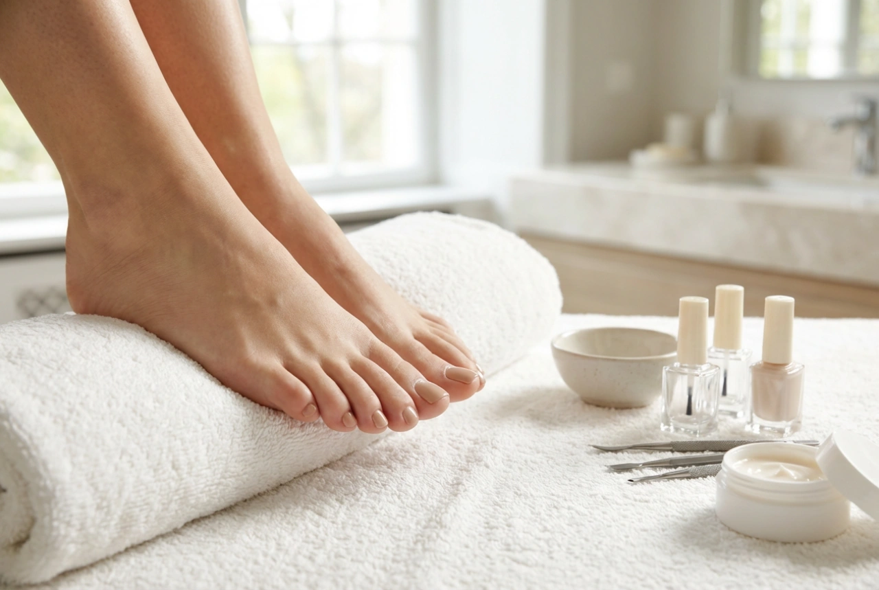 Pedicura semipermanente paso a paso: preparación, esmaltado y top coat
