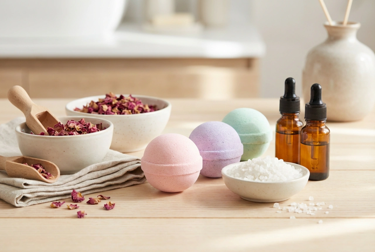 Bombas de baño caseras: moldeado, secado y complementos naturales