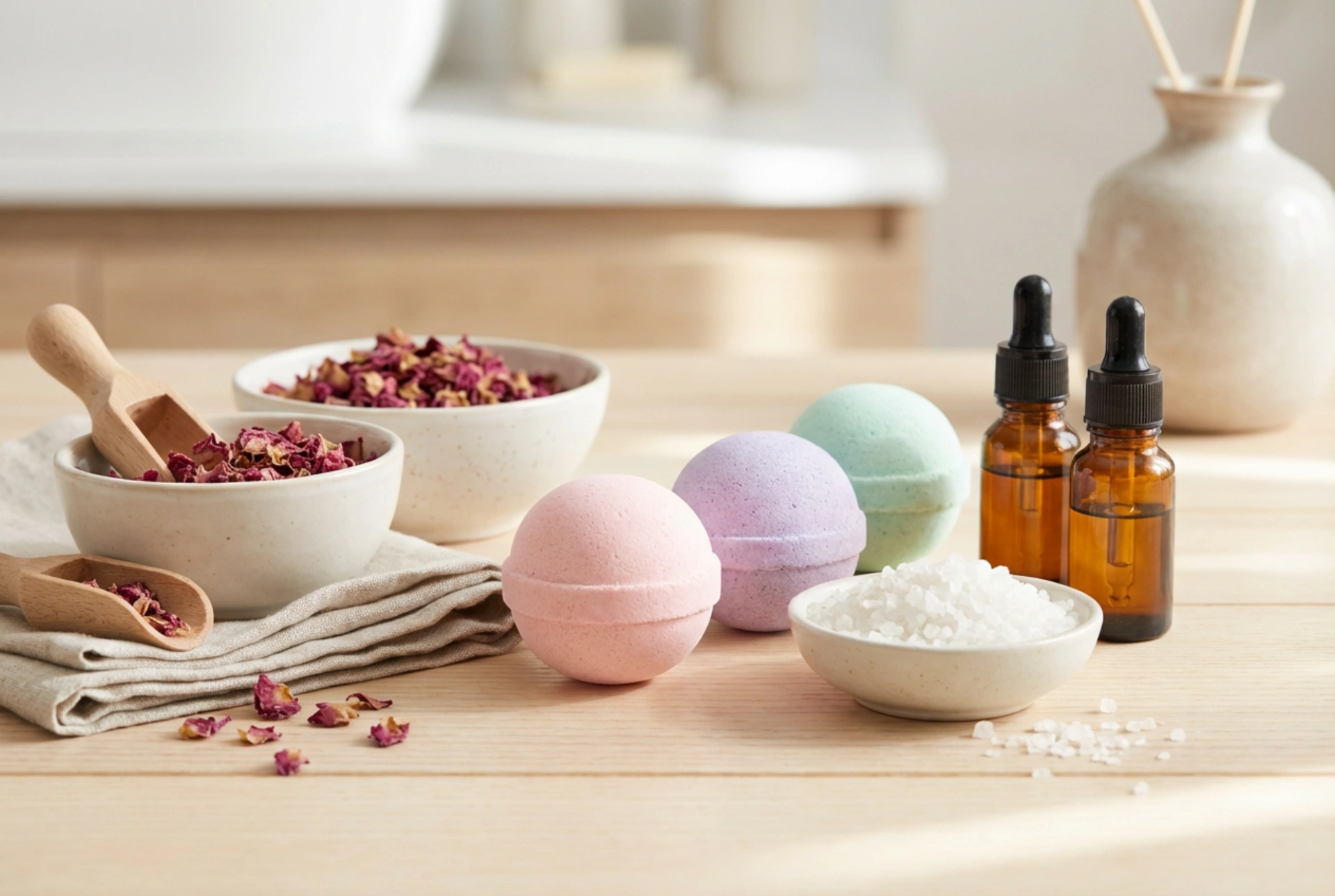 Bombas de baño caseras: moldeado, secado y complementos naturales