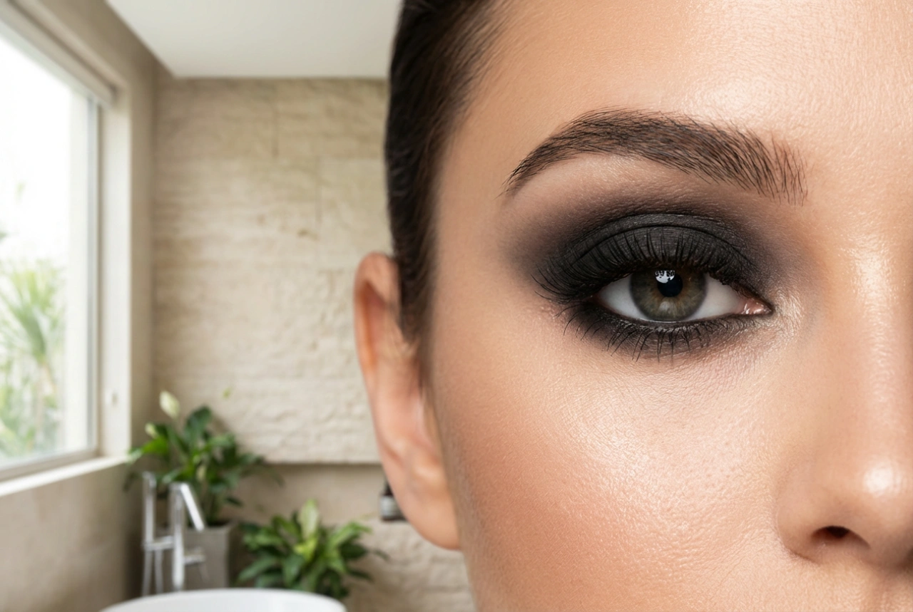 Sombra de ojos negra sin efecto panda: difuminado, prebase y forma