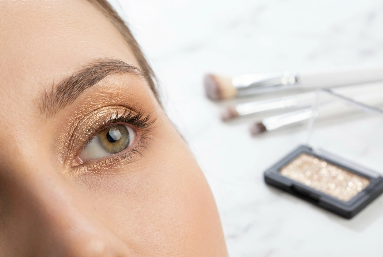 Sombras de ojos con purpurina: aplicación duradera sin caída