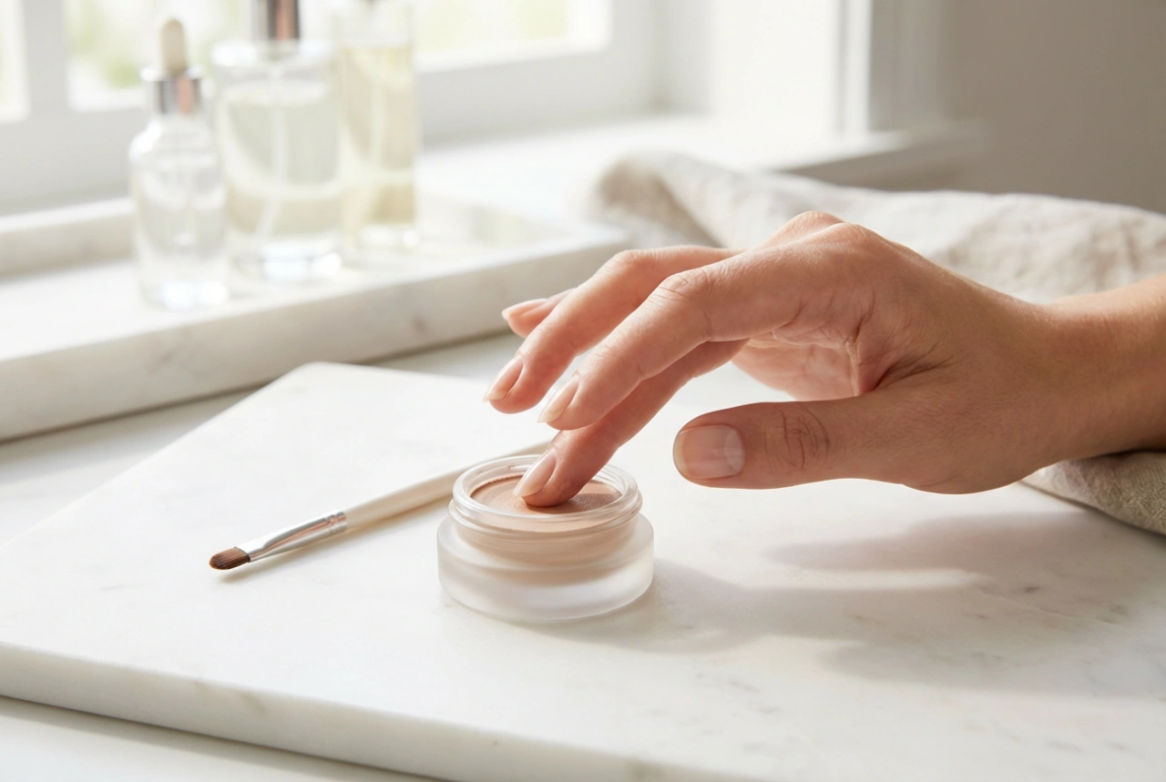 Sombra de ojos en crema sin pliegues: aplicación y fijación