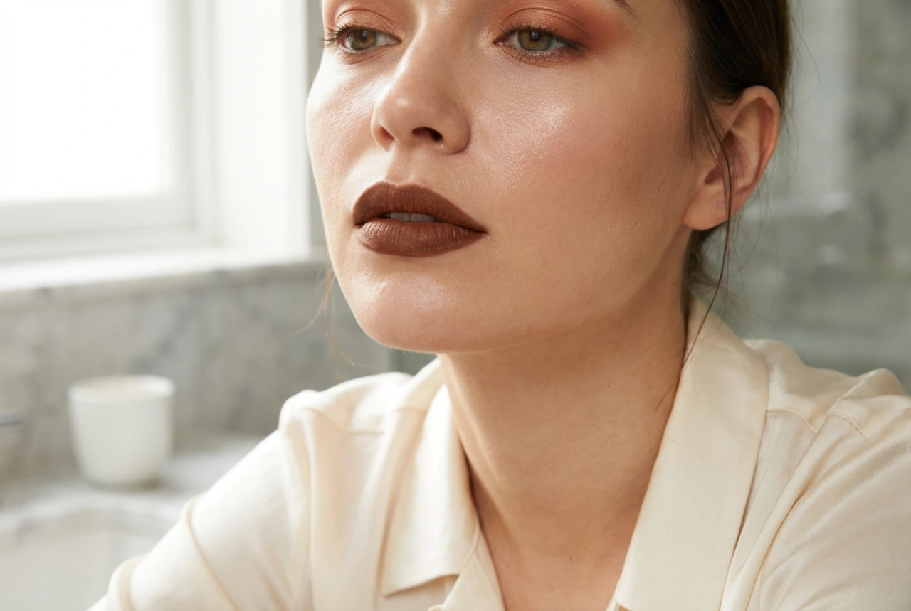 Labial marrón: combinaciones modernas con el maquillaje de ojos y la piel