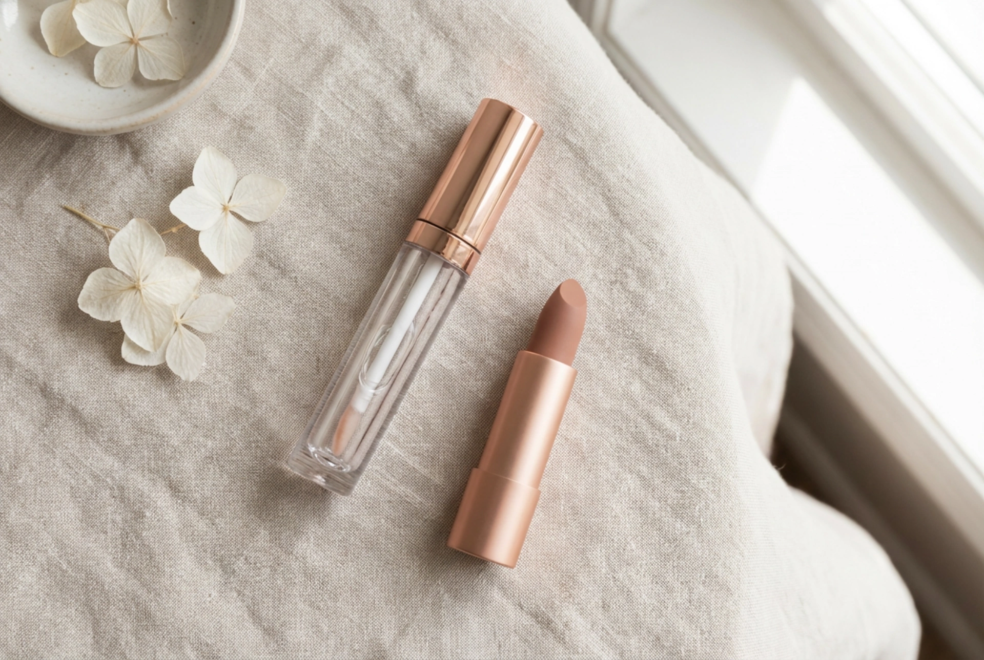Brillo de labios transparente en el maquillaje diario: solo y en dúo